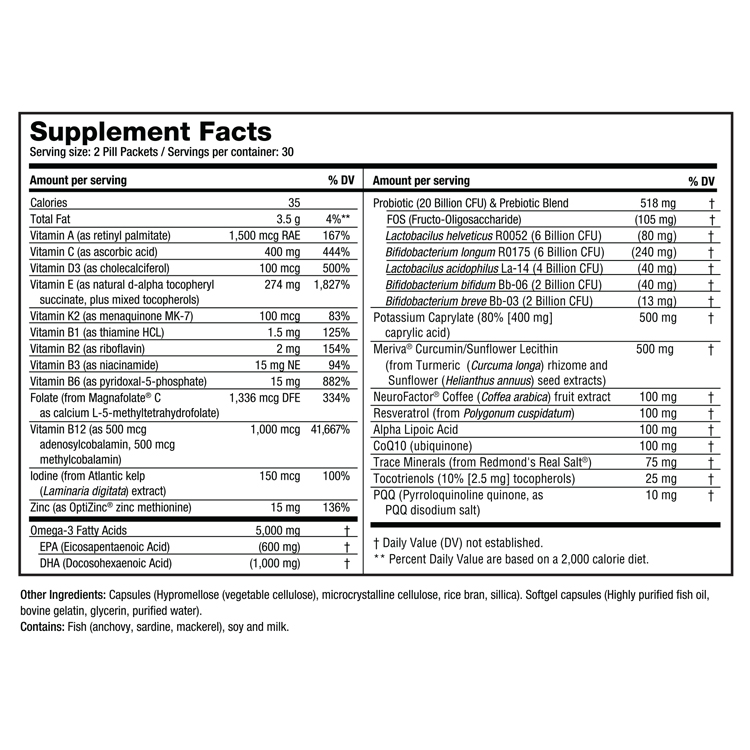 Daily Essentials supplement facts